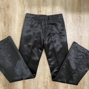Black Satin Tuxedo Flared Pant, Size 4